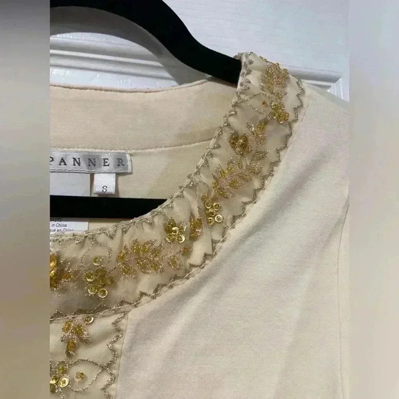 Spanner Embroidered Metallic Floral Beaded Sequin V Neck Marble Buttons Size S - Picture 6 of 12